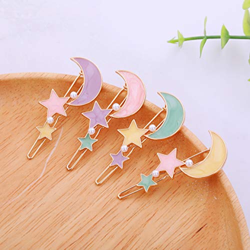 Duoduorou 4 Pieces Pearl Star Hair Clips for Women Girls Pretty Hair Barrette Handmade Fashion Hair Accessories Pearl for Party Wedding
