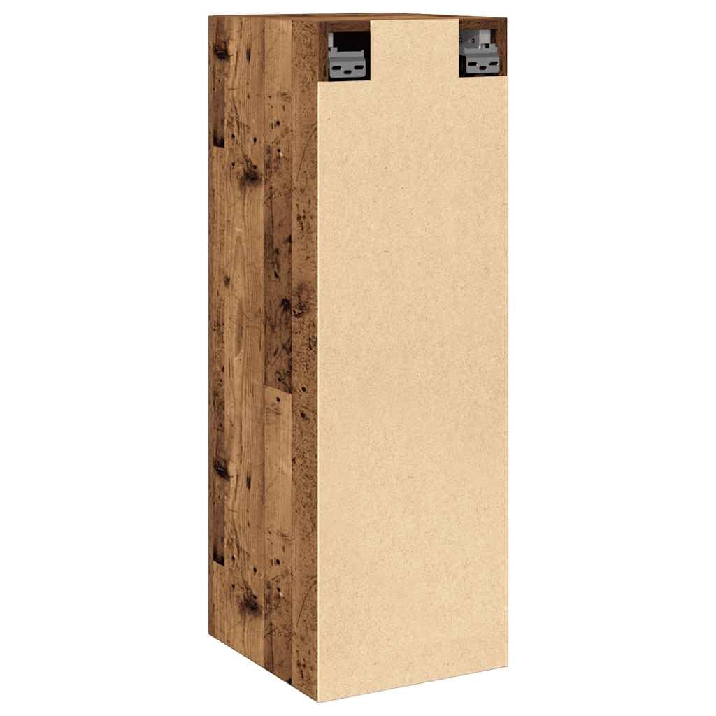 Set of 2 Floating TV Cabinets Reclaimed Wood Look | Engineered wood units measuring 12 x 11.8 x 35.4 inches offer space-saving wall storage for living room media centers.