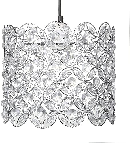 Chi-buy Shiny Ceiling Lamp Shade Modern Polished Chrome and Acrylic Transparent Beads Interwoven Ring Shade Accessories Plastic/Metal Frame Cromi (Rose Gold)