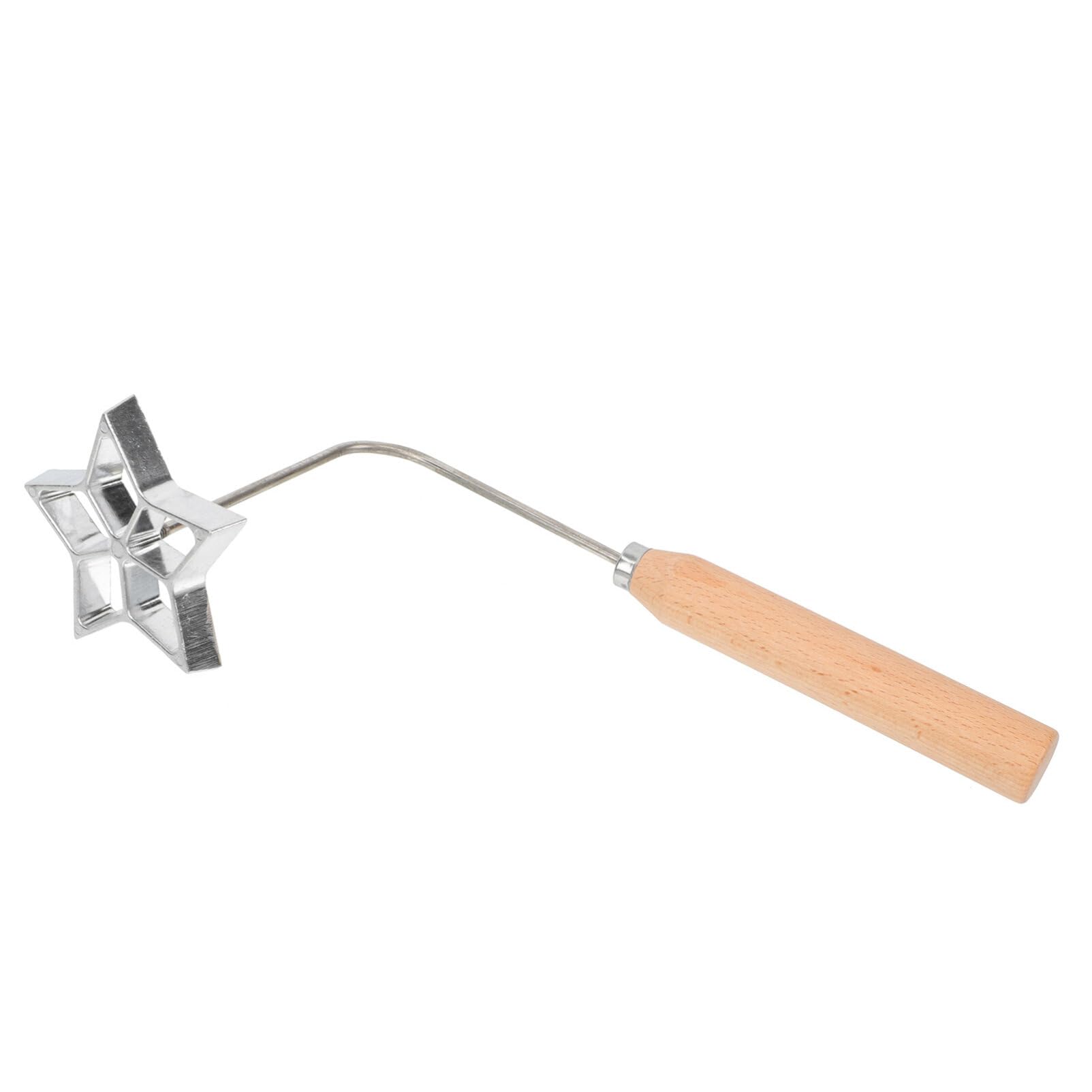 HEMOTON Bunuelos Mold with Handle, 10 Inch Funnel Cake Ring, Aluminum Waffle Molds with Wooden Handle for Kitchen Baking Cooking Housewares (Five-pointed Star)