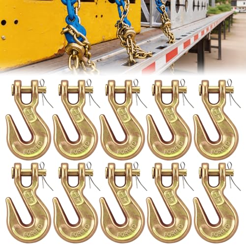 Image of 1 /4 inch Clevis Grab Hooks Grade 70, Forged Steel Chain Hooks, 10 Pack