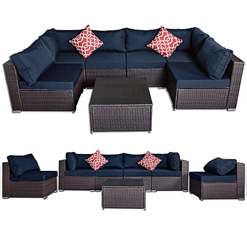 Melko Gartenmöbel Sitzgruppe Polyrattan Outdoor Möbel Lounge Rattanmöbel Essgruppe Set 8 teilig Balkon Sofa Ecklounge… – Bild 3