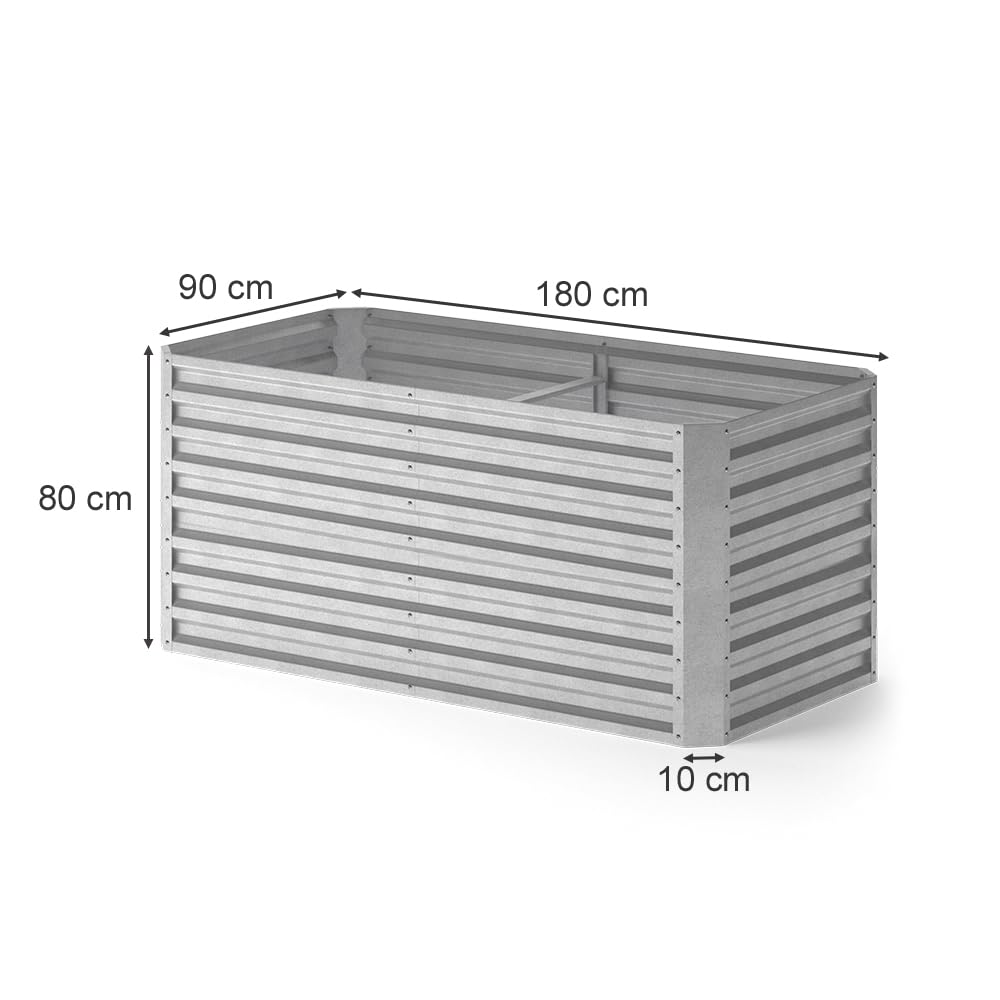 OK-Living Letto per orto rialzato, Argento, 180 x 90 cm | per la coltivazione e crescita di ortaggi e erbe aromatiche