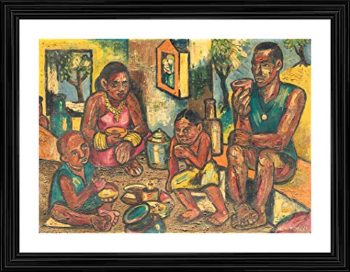 Image of Decoratus� *The Family* (1946)- Famous Painting by Francis Newton Souza, Wall D�cor Frame. Matt Satin Print with MDF & 2 inchPS Black Frame. Size 16 inchx21 inch