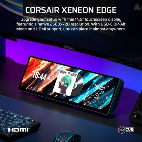 Image of Corsair XENEON Edge 14.5 Inch 2K Laptop LCD HDMI USB C AHVA Touch Screen - 2560 x 720, 60Hz, USB C DP Alt Mode, Internal and External Mount, 5-Point Multi-Touch, iCUE, for Windows PC