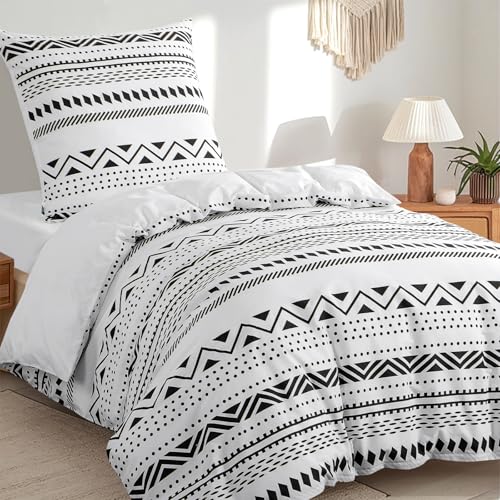 RUIKASI Bettwäsche 155x220 Baumwolle 2teilig Grau mit Kopfkissenbezug – Ansicht 1