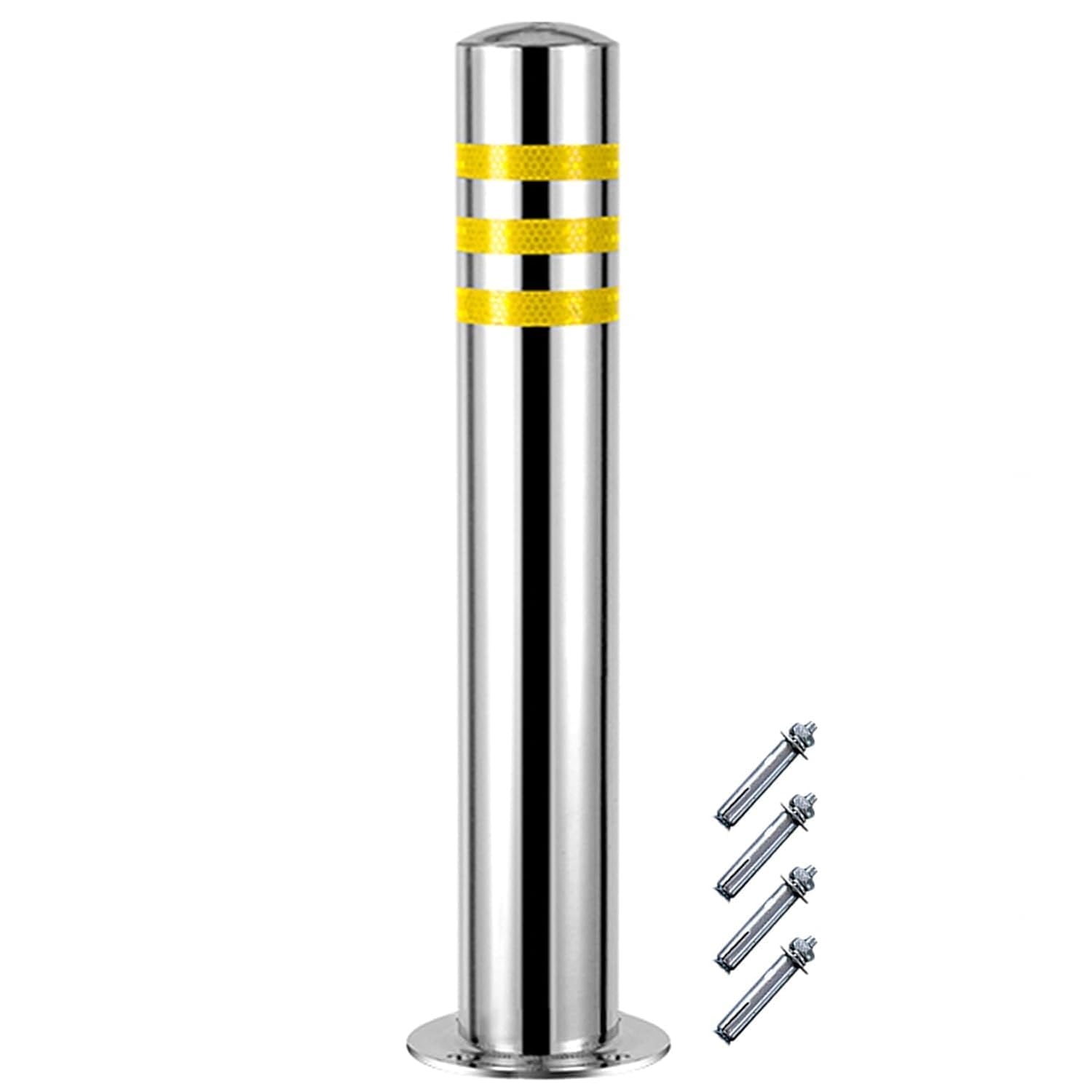Hgouhk Silver Parking Bollard Car Parking Space Lock Bollard, Fixed Security Bollards For School, Community Entrance For Private Parking, Street(750X76mm)