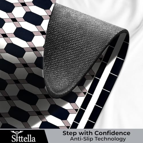 Image of SITTELLA Geometric Print Kitchen Floor Mat 45x80 CM, Waterproof & Anti Slip | Soft Washable Kitchen Runner | Anti Skid Floor Mat for Kitchen, Home & Dining Area