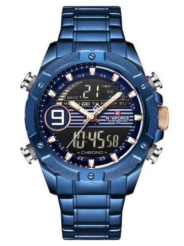 Montre Naviforce NF9146S quartz double mode pour homme avec bracelet métal
