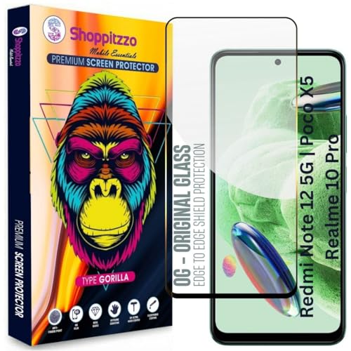 Image of Military Grade-Gorilla Tempered Glass Screen Protector-with 100% Fingerprint Sensor Working-Edge to Edge Full Screen Coverage-9H Hardness-With Easy Installation Kit-Black(Pack Of 1)-Compatible With Redmi Note 12 | Poco X5|Realme 10Redmi Note 12 | Poco X5 | Realme 10 Pro (6.67 Inch) Pro (6.67 Inch)