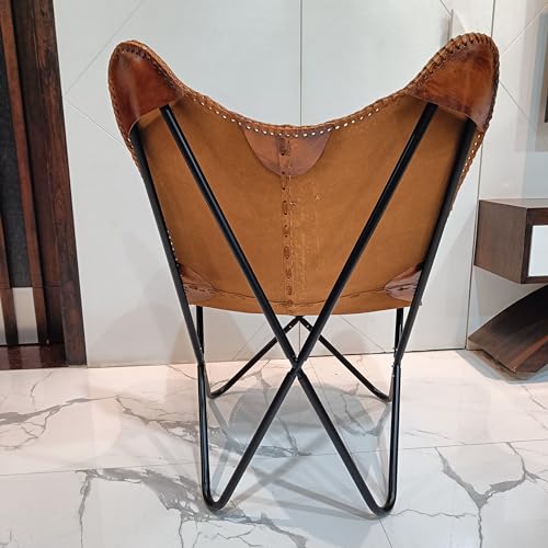 Sillón Mariposa Plegable Cuero Marrón miniatura 6