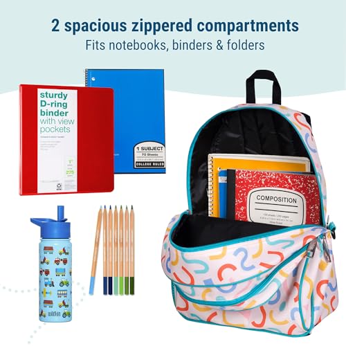 Image of Wildkin 15 Inch Backpack for Kids, Confetti Peach | Ages 5-10, padded straps, side water bottle pocket - coordinates with matching Wildkin lunch boxes
