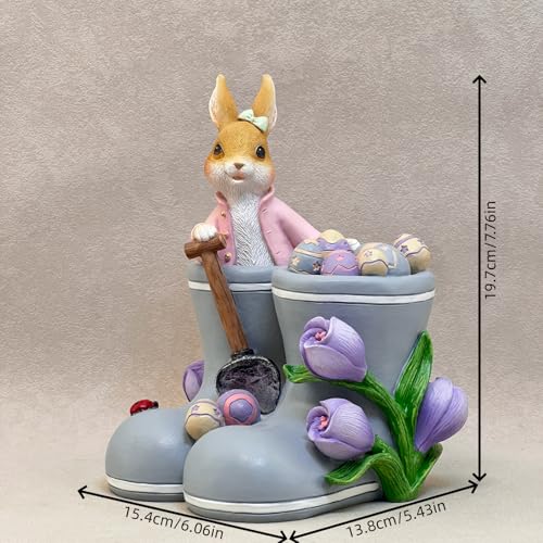Estatua de zapato con conejito y huevo de Pascua decorativo miniatura 2