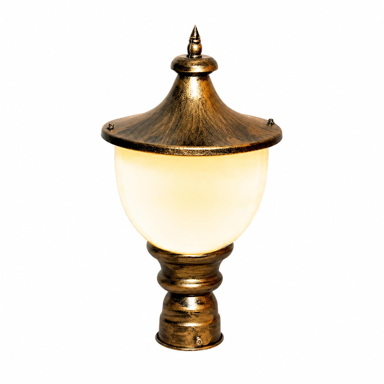 Outdoor Gate Pillar Light, Antique Gold Finish, Frosted Glass Shade, E27 Holder, for Garden, Balcony & Boundary Wall-image-48
