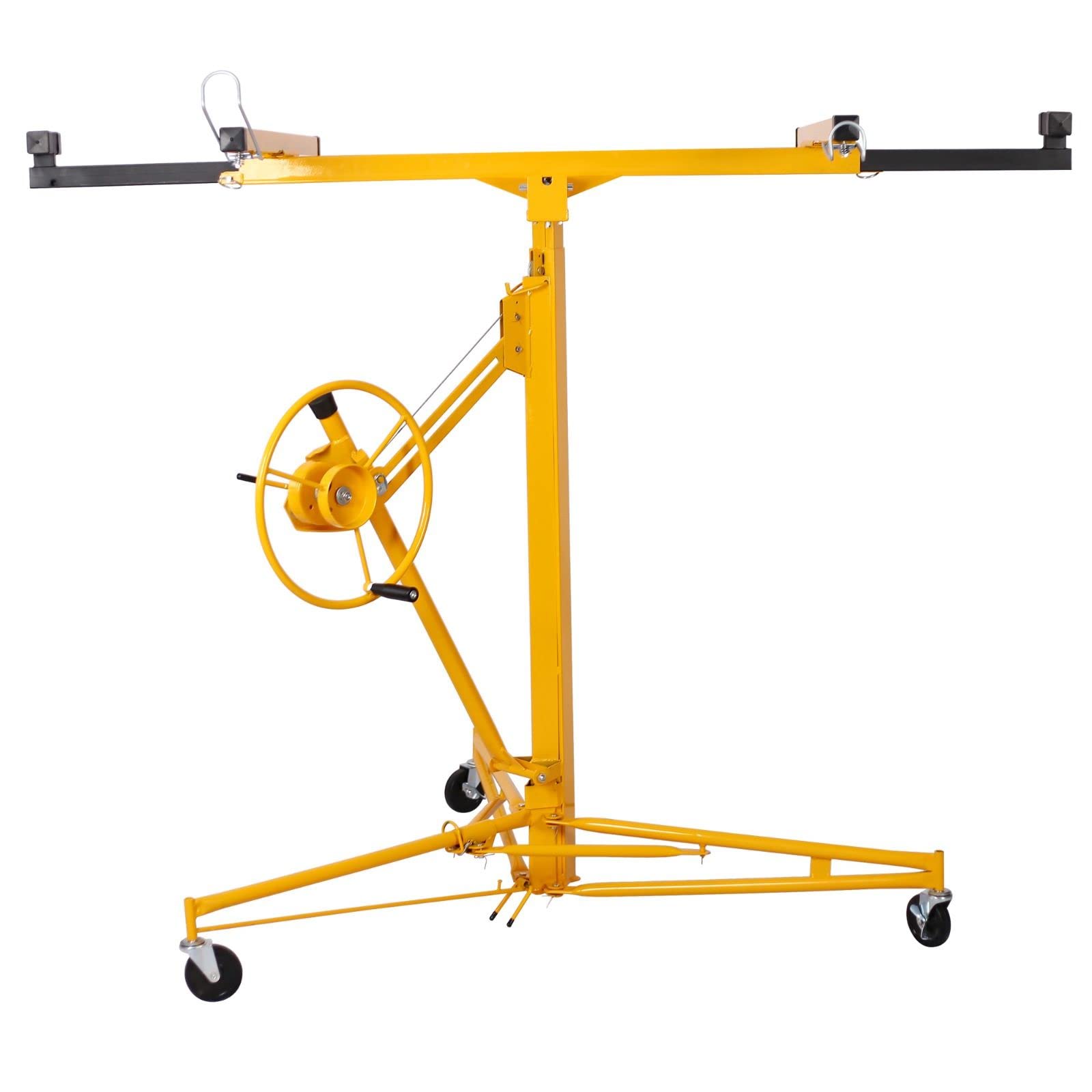 FRITHJILL 11' Lift Drywall Panel Hoist Jack Lifter with Rolling Caster Wheel and Adjustable Telescopic Arm
