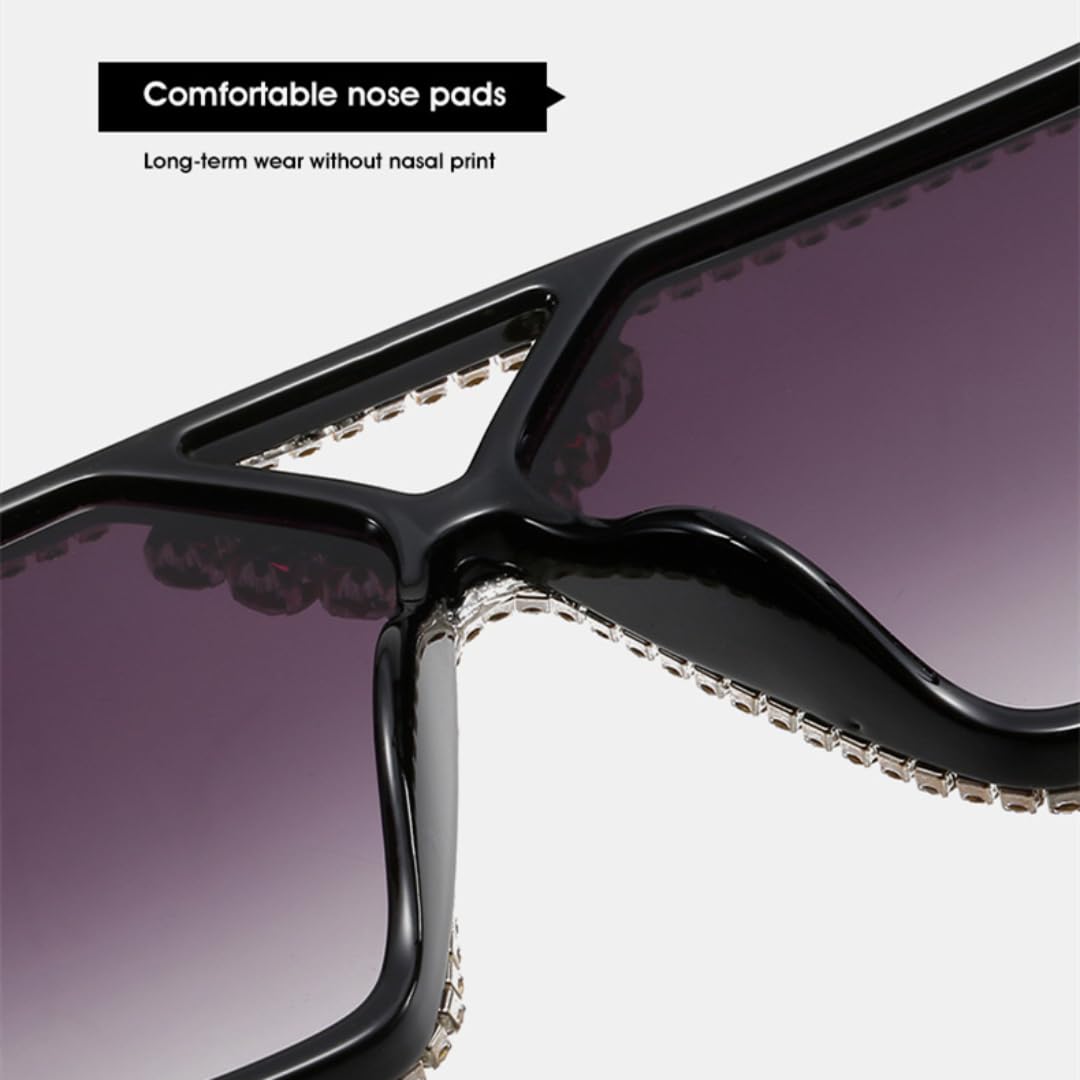 Occhiali da sole oversize alla moda con diamanti per donna, occhiali da sole di lusso con strass alla moda per uomo e donna, UV400