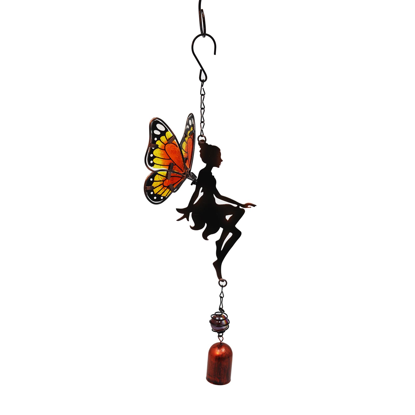 Primus Home & Garden Orange Primus Hanging Fairy Bell Chime, Metal, 43Cm X 12Cm X 12Cm