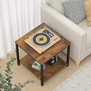 Side Table 20 Inch Square, Homieasy 2-Tier Coffee Tea End Table Nightstands for Sofa Couch Bed, Metal Wood Accent Modern Simple Industrial Style Side Table for Living Room Bedroom, Rustic Brown Side Table 20 Inch Square Homieasy 2 Tier Coffee Tea End Table Nightstands for Sofa Couch Bed Metal Wood Accent Modern Simple Industrial Style Side Table for Living Room Bedroom Rustic Brown