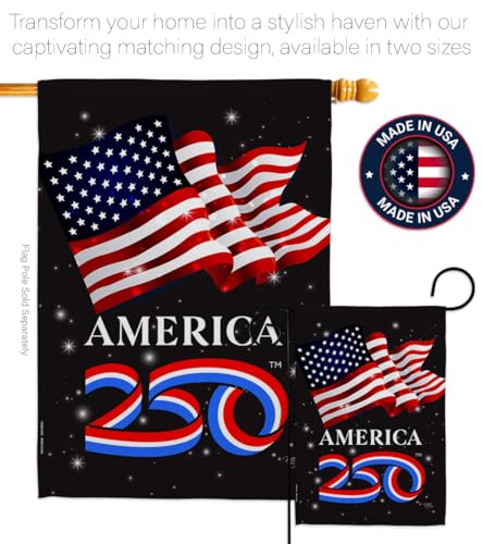 America 250 Flag American July 4th Garden Poster 2 Pcs Pack Porch Lawn Official Licensed Merchandise Garve Yard Decor Canvas Print Textile Woven Tapestry USA 250th Anniversary Decoration Gift by Breeze Decor - Used condition - Image 8