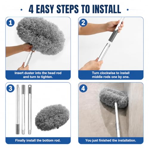 Image of Raquel Fan Cleaner Brush with Long Rod Flexible Fan Cleaning Mop Microfiber Dust Cleaner Foldable Duster for Home Cleaning Microfiber Duster for Cleaning of Home, Kitchen, Car, Ceiling (Grey)