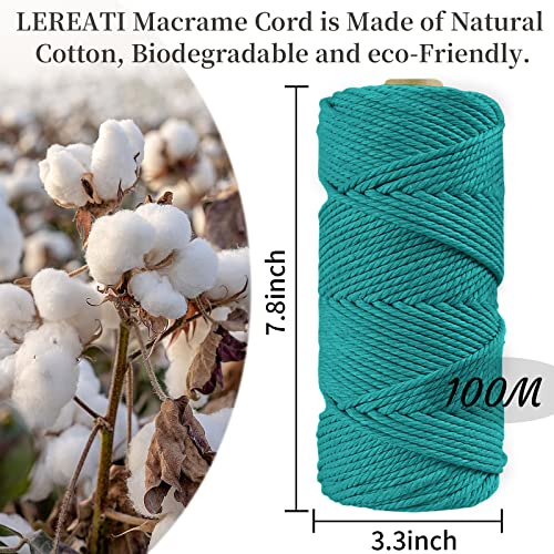 LEREATI Macrame Cord 4mm x 100m, Thick Macrame Rope Natural Cotton Rope Craft String - Image 2
