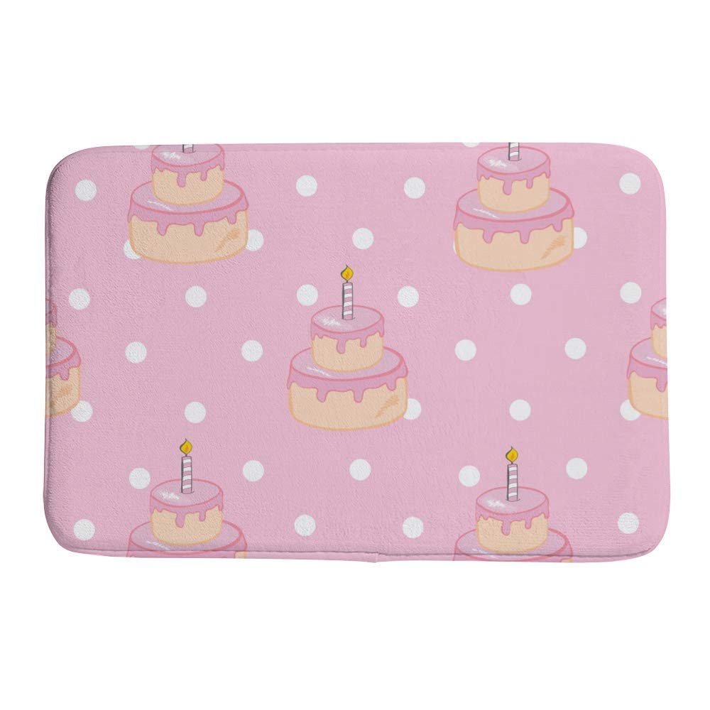 Tapis de bain en velours corail doux CHEHONG à pois rose motif gâteaux 91x61 cm