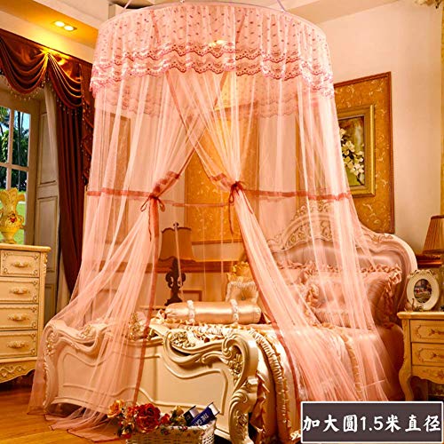 Yuany Puerta con mosquitera, cúpula mosquitera, Rosa Princess Bed Canopy Tienda para niños Tienda de Lectura Nook-t King