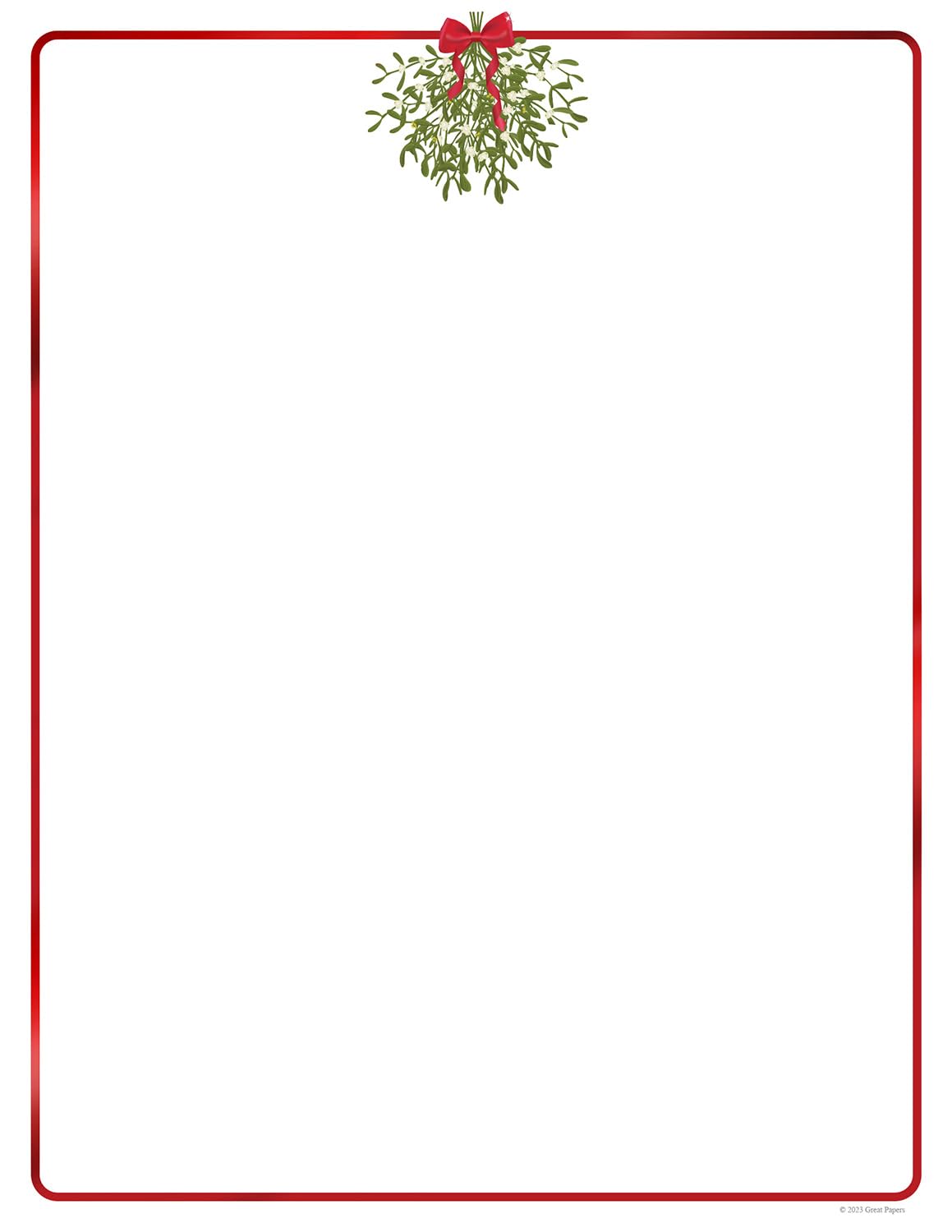 Great Papers!Foil Hanging Mistletoe Letterhead, for Invitations, Announcements and Personal Messages, Printer Friendly 8.5" x 11", 25 Pack (2023045)