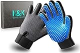 KENNELS & KATS New Version Pet Grooming Gloves, Premium Deshedding Glove for Easy, Mess-Free Grooming of Cats, Dogs, Rabbits and Horses with Long/Short/Curly Fur (Pair)