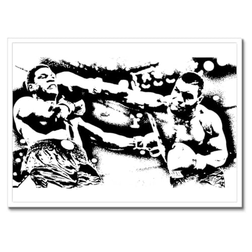 Poster Mike Tyson Boxing Fight cadre noir 70x50cm déco salon