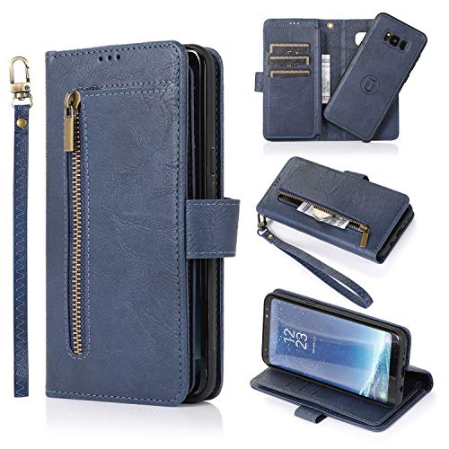 ZCDAYE Wallet Case for Samsung Galaxy S8 Plus,2-in-1 Magnetic Detachable Premium PU Leather Folio Flip Wallet Case with 9 Card Slots Kickstand for Samsung Galaxy S8 Plus - Blue