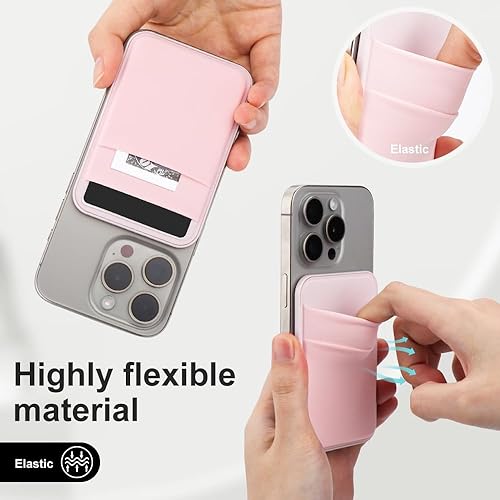 Miniatura 4 de WALLFID Magsafe - Cartera compatible con iPhone 15141312 ProMaxPlusMini, funda para tarjetas de crédito RFID con capacidad para 5 tarjetas. (rosa)