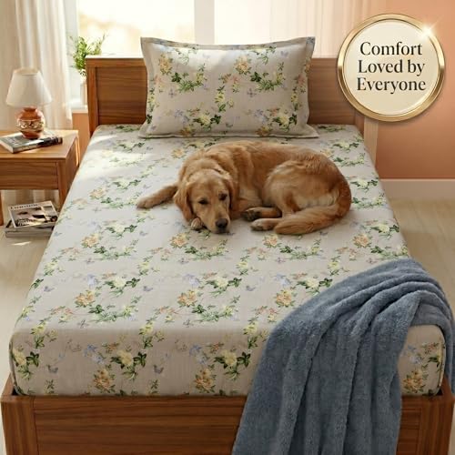 Image of Mafatlal 125 GSM Merino Single Size Bedsheet with Pillow Cover | 90 x 60 Inches | Soft, Breathable & Lightweight | Off White