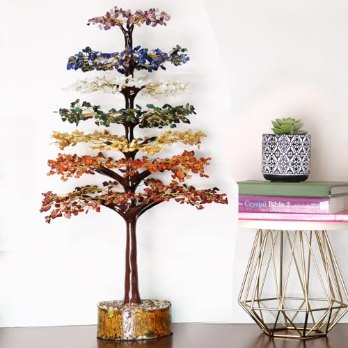Image of 7 Chakra Crystal Tree (1500 Beads) M-Seal Showpieces for Feng Shui Decorative Items & Home Decoration | Showpiece for Home Decor Living Room | Ideal Spiritual Gift & Aesthetic Room Decoration