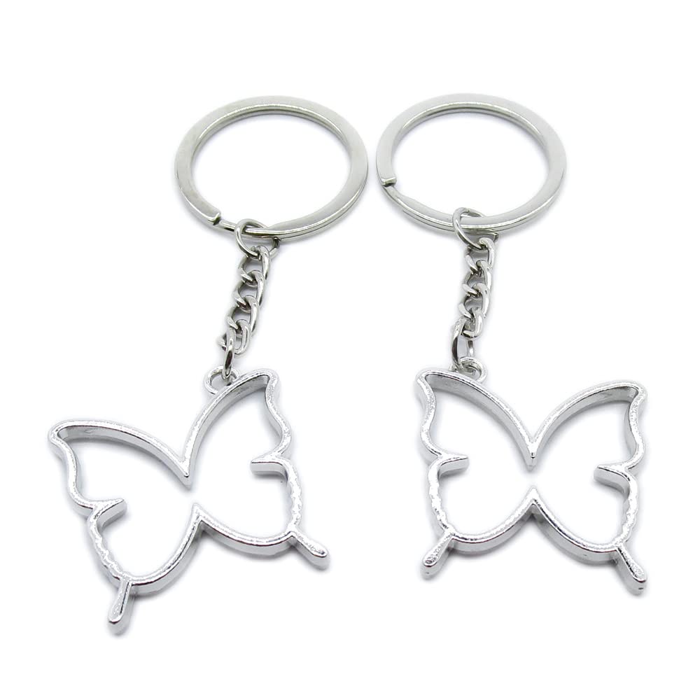 10 Pieces Keychain Charms & Blank Cabochon Bases - Butterfly Design, Antique Silver Zinc Alloy - View #5