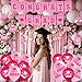 Graduation Decorations 2025, Pink Red Graduation Decorations Set Class of 2025 Backdrop, Flag Banner, Porch Banner, Congrats GRAD Hanging Swirl, Balloons for Grad Party Decor (Pink)