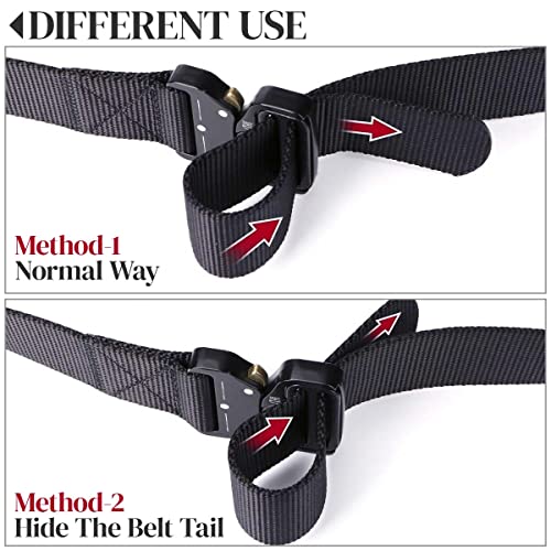 Tactical Belt for Men & Women – Tactical Assault Military Webbing Belt, Durable Nylon for Outdoor, EDC, Hiking & Survival (Adjustable, Black), Fits Waist (Size: 28inch-44inch)4