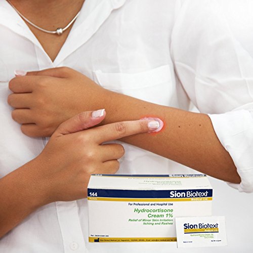 Hydrocortisone Cream 1% Anti Itch Max Strength Ointment Cortisone by Sion Medical. for Skin Irritation, Rash Relief, Eczema, Psoriasis. Large Pack 0.031oz (0.9g) 144 per Box Anti itching Packets