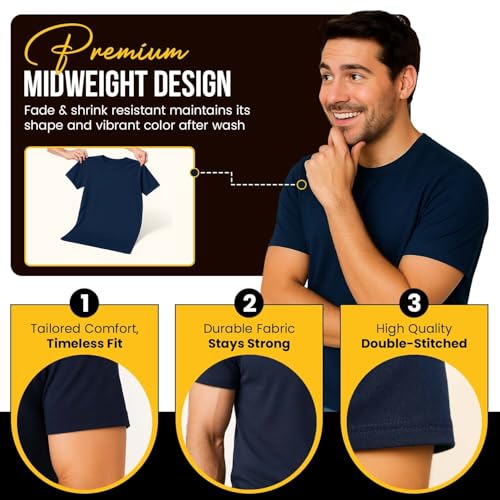 Men’s Short Sleeve Crewneck Workout T-Shirt – 100% Combed Turkish Cotton, Soft Breathable Men Athletic Shirt for Activewear3