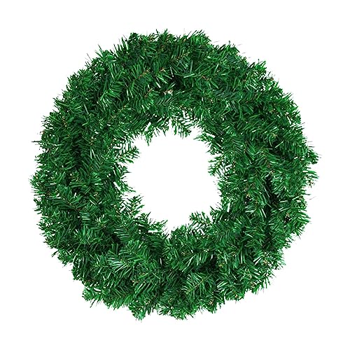 Corona para puerta delantera, corona verde para fiestas, ventanas, escaleras, chimeneas, 50 cm, 130 piezas