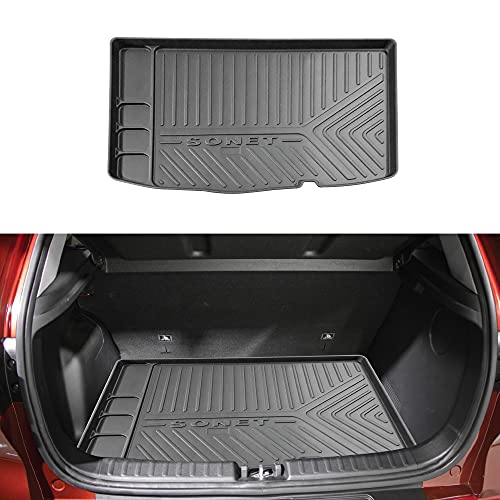 Image of GFX Tpv Luxury 3D car Trunk Mat /Boot Dicky Mats Waterproof and Antiskid Compatible with KIA Sonet 2020 Onward, Grey
