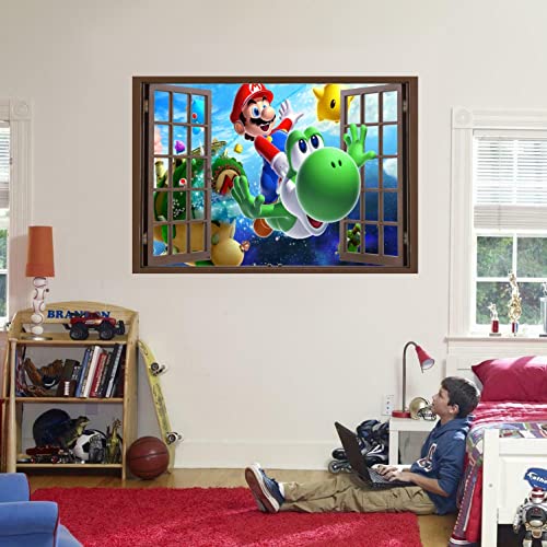 Mario Wall Decal - Peel And Stick Wall Decals For Boys Bedroom And Game Room Wall Decor | Kids Room Cartoon Animation Stickers | Video Game Stickers Birthday Party Supplies - 35" X 24" #TOP3