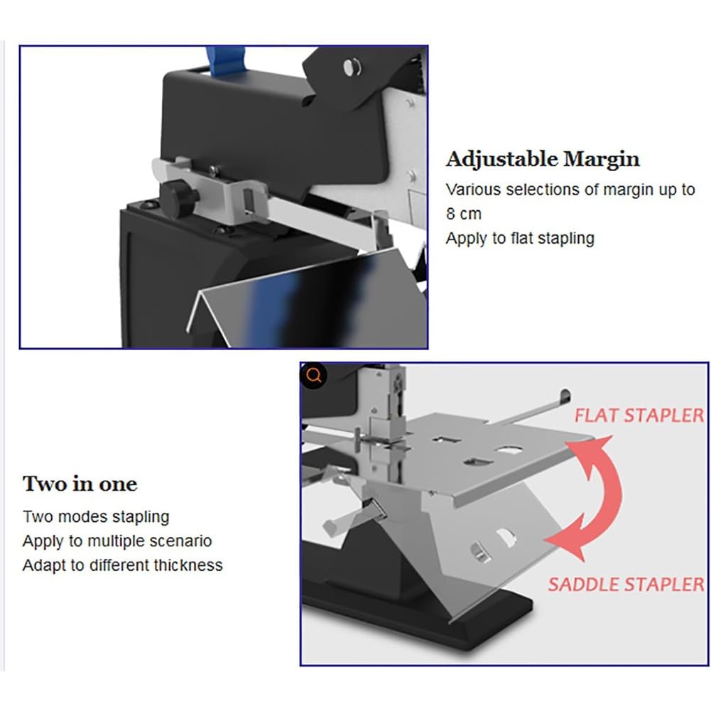 Cucitrice Manuale da Tavolo con Design Robusto, capacità di 60 Fogli per Carta A3/A4, Cucitura Piatta e a Sella, Ideale per Uso Domestico, Scolastico e in Ufficio.