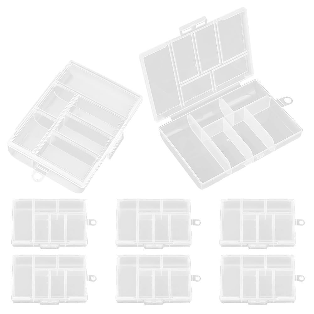 WYAN 8 Pcs Six grids Storage Box, Small Bead Organizers and Storage, Storage Organizers Box, Rectangle Bead Holder, for Items Jewerlry Findings Tiny Bead (11 * 7 * 2cm)