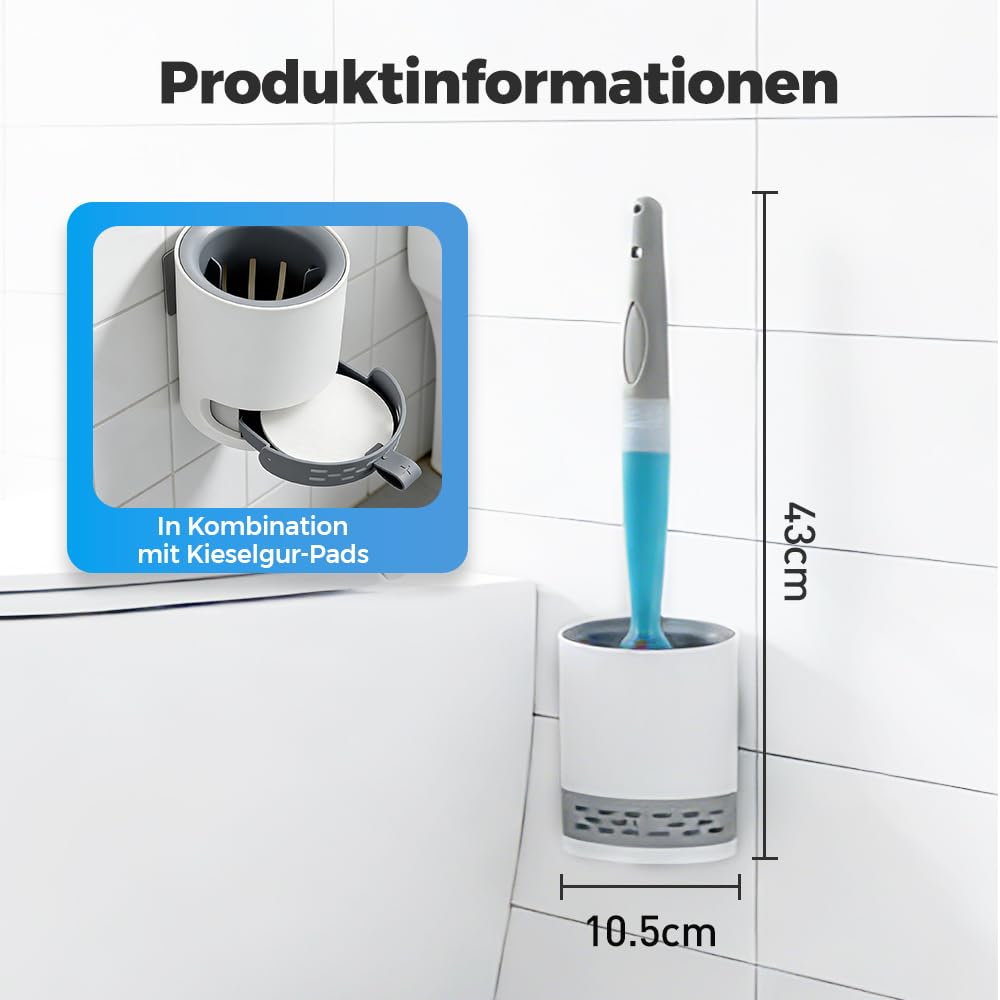 Toilettenbürste Set, Silikon Toilettenbürste mit schnell trocknendem Halter für Badezimmer, 2026, langlebig und leicht zu reinigen, unverzichtbares Badezimmerzubehör