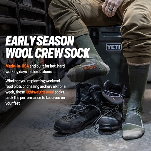 First Lite Early Season Lightweight Merino Wool Crew Socks - Moisture Wicking Boot Socks for Hot Weather Hunting, Made in USA3