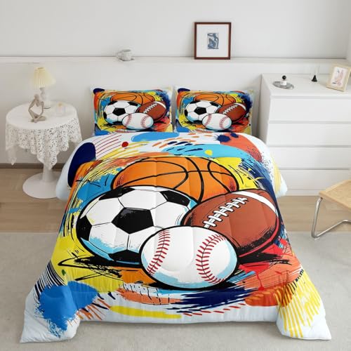 Image of Feelyou Boys Sports Comforter Set Queen Size for Boys Girls