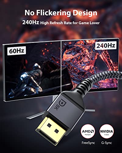 2. Bild von Maxonar DisplayPort 1.4 Kabel 5M/16.4FT DP1.4 Kabel 8K@60Hz HBR3 4K@60Hz/144Hz/120Hz 5K@60Hz/120Hz 2K@165Hz/240Hz Unterstützt FreeSync G-Sync HDR10 Display Port für Monitor 5M