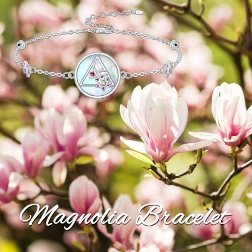 Image of Sunflower /Lily of Valley /Carnation /Camellia /Daisy /Peach Blossom /Rose /Tulip Bracelet 925 Sterling Silver Birth Flower Bracelet for Women Jewelry Gifts