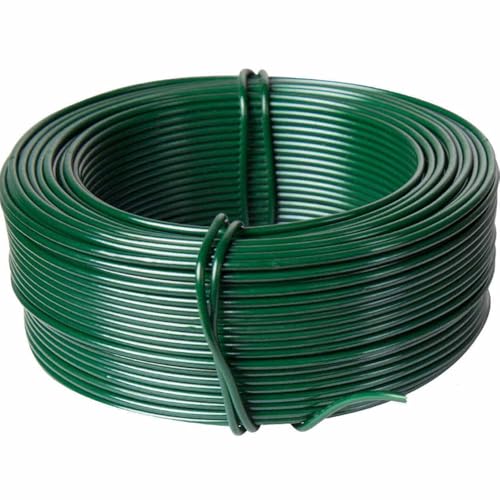 S.I.B. - Alambre de Acero Plastificado Verde 3mm, 1kg (33m de longitud) – Resistente a la Corrosión, Para Cercas, Agricultura, Ganadería, Construcción, Bricolaje, Vallados, Enrejados y Manualidades